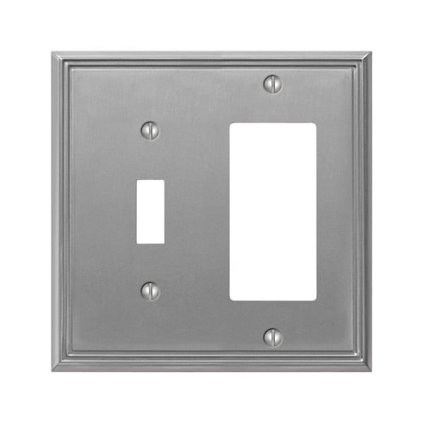 Amerelle Wall Plate, Number of Gangs: 2 gang Die-cast Metal, Brushed Nickel Finish, Gray 77TRBN - main